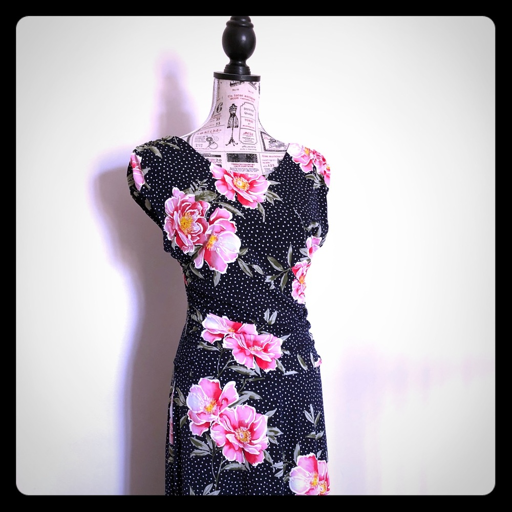 Navy Floral Vintage Dress